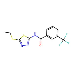 N-(5-(ethylthio)-1,3,4-thiadiazol-2-yl)-3-(trifluoromethyl)benzamide structure