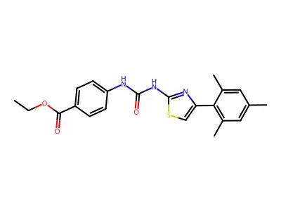 Ethyl 4-(3-(4-mesitylthiazol-2-yl)ureido)benzoate structure