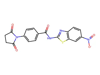 4-(2,5-dioxopyrrolidin-1-yl)-N-(6-nitro-1,3-benzothiazol-2-yl)benzamide structure