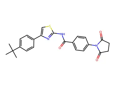 N-[4-(4-tert-butylphenyl)-1,3-thiazol-2-yl]-4-(2,5-dioxopyrrolidin-1-yl)benzamide structure