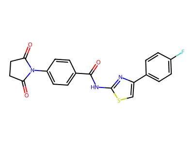 4-(2,5-dioxopyrrolidin-1-yl)-N-[4-(4-fluorophenyl)-1,3-thiazol-2-yl]benzamide structure