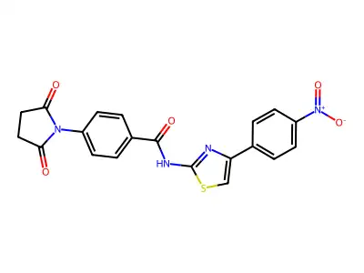 4-(2,5-dioxopyrrolidin-1-yl)-N-[4-(4-nitrophenyl)-1,3-thiazol-2-yl]benzamide structure