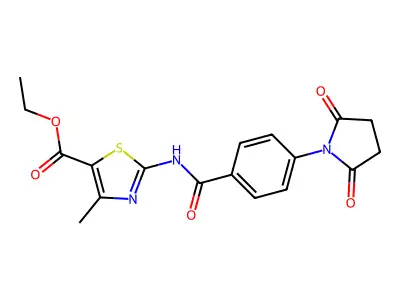 Ethyl 2-(4-(2,5-dioxopyrrolidin-1-yl)benzamido)-4-methylthiazole-5-carboxylate structure
