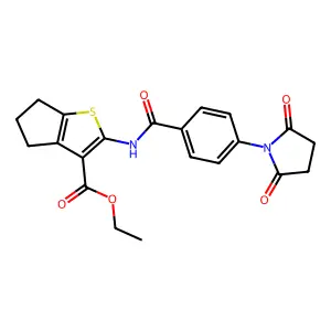 ethyl 2-(4-(2,5-dioxopyrrolidin-1-yl)benzamido)-5,6-dihydro-4H-cyclopenta[b]thiophene-3-carboxylate structure