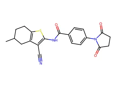 N-(3-cyano-5-methyl-4,5,6,7-tetrahydro-1-benzothiophen-2-yl)-4-(2,5-dioxopyrrolidin-1-yl)benzamide structure