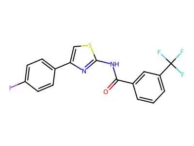 N-[4-(4-iodophenyl)-1,3-thiazol-2-yl]-3-(trifluoromethyl)benzamide structure