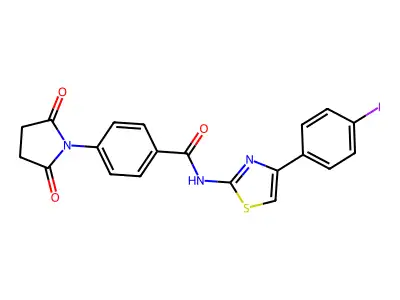4-(2,5-dioxopyrrolidin-1-yl)-N-[4-(4-iodophenyl)-1,3-thiazol-2-yl]benzamide structure