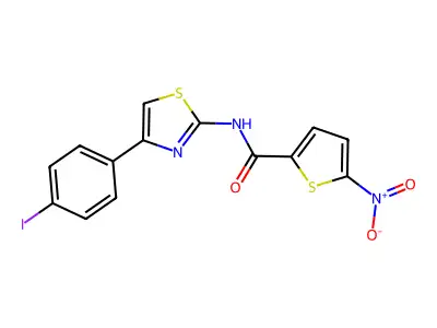 N-[4-(4-iodophenyl)-1,3-thiazol-2-yl]-5-nitrothiophene-2-carboxamide structure