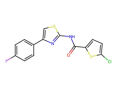 5-chloro-N-[4-(4-iodophenyl)-1,3-thiazol-2-yl]thiophene-2-carboxamide structure