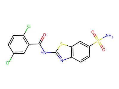 2,5-dichloro-N-(6-sulfamoyl-1,3-benzothiazol-2-yl)benzamide structure