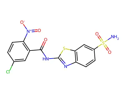 5-chloro-2-nitro-N-(6-sulfamoyl-1,3-benzothiazol-2-yl)benzamide structure