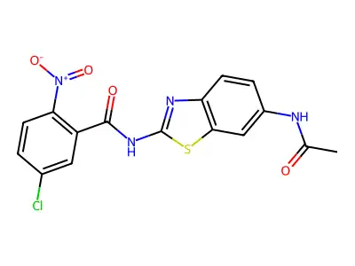 N-(6-acetamidobenzo[d]thiazol-2-yl)-5-chloro-2-nitrobenzamide structure