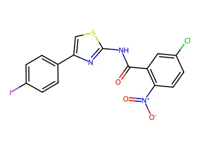 5-chloro-N-[4-(4-iodophenyl)-1,3-thiazol-2-yl]-2-nitrobenzamide structure
