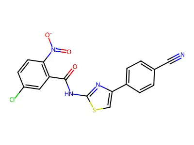 5-chloro-N-[4-(4-cyanophenyl)-1,3-thiazol-2-yl]-2-nitrobenzamide structure