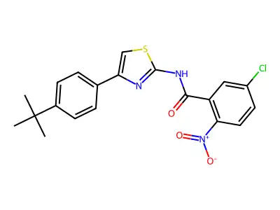 N-[4-(4-tert-butylphenyl)-1,3-thiazol-2-yl]-5-chloro-2-nitrobenzamide structure