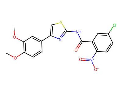 5-chloro-N-[4-(3,4-dimethoxyphenyl)-1,3-thiazol-2-yl]-2-nitrobenzamide structure