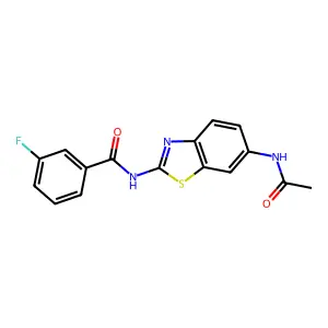 N-[6-(acetylamino)-1,3-benzothiazol-2-yl]-3-fluorobenzamide structure
