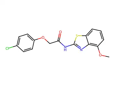 2-(4-chlorophenoxy)-N-(4-methoxy-1,3-benzothiazol-2-yl)acetamide structure