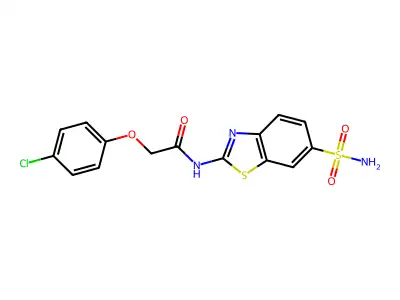 2-(4-chlorophenoxy)-N-(6-sulfamoyl-1,3-benzothiazol-2-yl)acetamide structure