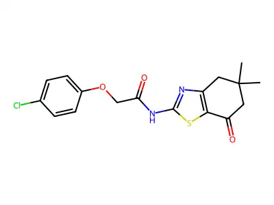 2-(4-chlorophenoxy)-N-(5,5-dimethyl-7-oxo-4,5,6,7-tetrahydro-1,3-benzothiazol-2-yl)acetamide structure