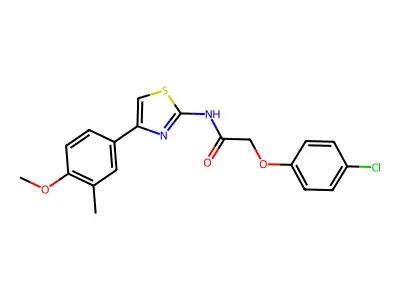 2-(4-chlorophenoxy)-N-[4-(4-methoxy-3-methylphenyl)-1,3-thiazol-2-yl]acetamide structure