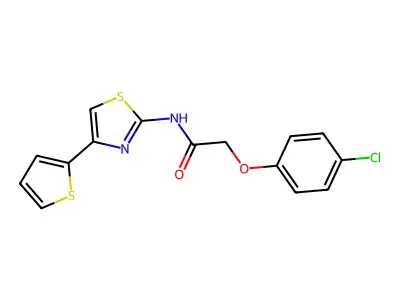 2-(4-chlorophenoxy)-N-(4-(thiophen-2-yl)thiazol-2-yl)acetamide structure