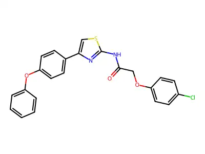 2-(4-chlorophenoxy)-N-[4-(4-phenoxyphenyl)-1,3-thiazol-2-yl]acetamide structure
