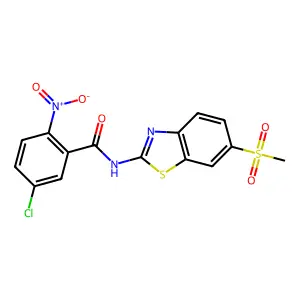 5-chloro-N-(6-methylsulfonyl-1,3-benzothiazol-2-yl)-2-nitrobenzamide structure