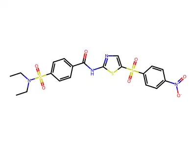 4-(N,N-diethylsulfamoyl)-N-(5-((4-nitrophenyl)sulfonyl)thiazol-2-yl)benzamide structure