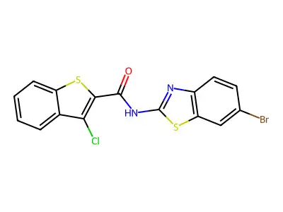 N-(6-bromo-1,3-benzothiazol-2-yl)-3-chloro-1-benzothiophene-2-carboxamide structure