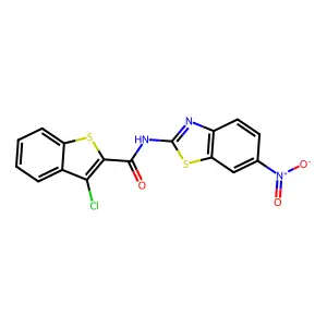 3-chloro-N-(6-nitro-1,3-benzothiazol-2-yl)-1-benzothiophene-2-carboxamide structure