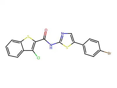 N-[5-(4-bromophenyl)-1,3-thiazol-2-yl]-3-chloro-1-benzothiophene-2-carboxamide structure