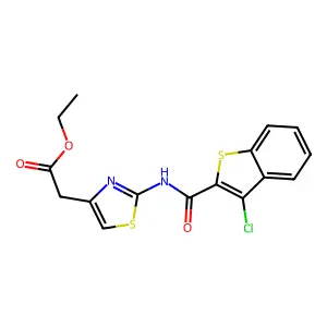 Ethyl 2-(2-(3-chlorobenzo[b]thiophene-2-carboxamido)thiazol-4-yl)acetate structure