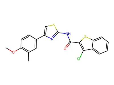 3-chloro-N-[4-(4-methoxy-3-methylphenyl)-1,3-thiazol-2-yl]-1-benzothiophene-2-carboxamide structure