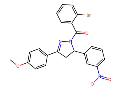 (2-bromophenyl)(3-(4-methoxyphenyl)-5-(3-nitrophenyl)-4,5-dihydro-1H-pyrazol-1-yl)methanone structure