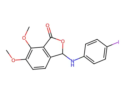 3-[(4-iodophenyl)amino]-6,7-dimethoxy-2-benzofuran-1(3H)-one structure