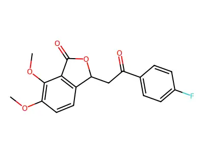 3-(2-(4-fluorophenyl)-2-oxoethyl)-6,7-dimethoxyisobenzofuran-1(3H)-one structure