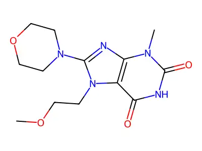 7-(2-Methoxyethyl)-3-methyl-8-morpholin-4-ylpurine-2,6-dione structure