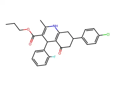 propyl 7-(4-chlorophenyl)-4-(2-fluorophenyl)-2-methyl-5-oxo-1,4,5,6,7,8-hexahydroquinoline-3-carboxylate structure