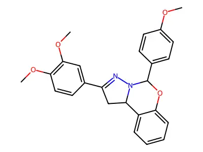 2-(3,4-dimethoxyphenyl)-5-(4-methoxyphenyl)-1,10b-dihydropyrazolo[1,5-c][1,3]benzoxazine structure