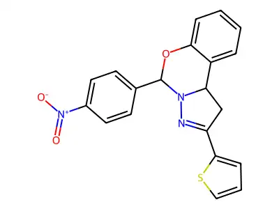 5-{4-Nitrophenyl}-2-thien-2-yl-1,10b-dihydropyrazolo[1,5-c][1,3]benzoxazine structure