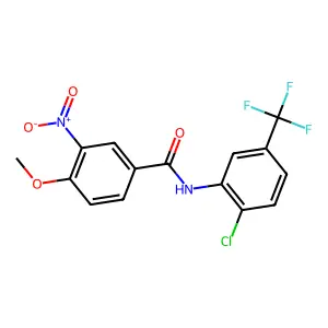 N-[2-chloro-5-(trifluoromethyl)phenyl]-4-methoxy-3-nitrobenzamide structure
