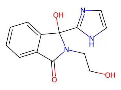 3-hydroxy-2-(2-hydroxyethyl)-3-(1H-imidazol-2-yl)isoindol-1-one structure