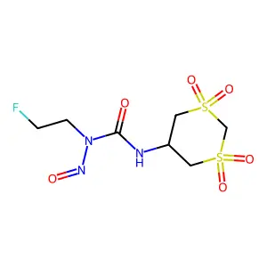 Urea, 3-(m-dithian-5-yl)-1-(2-fluoroethyl)-1-nitroso-, S,S,S',S'-tetraoxide structure