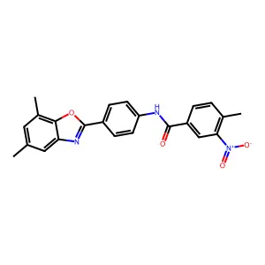N-[4-(5,7-dimethyl-1,3-benzoxazol-2-yl)phenyl]-4-methyl-3-nitrobenzamide structure