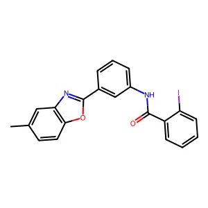 2-iodo-N-[3-(5-methyl-1,3-benzoxazol-2-yl)phenyl]benzamide structure