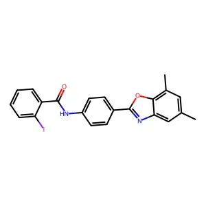 N-[4-(5,7-dimethyl-1,3-benzoxazol-2-yl)phenyl]-2-iodobenzamide structure