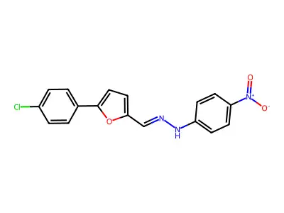 N-[[5-(4-chlorophenyl)furan-2-yl]methylideneamino]-4-nitroaniline structure