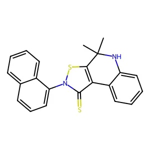 4,4-dimethyl-2-(1-naphthyl)-4,5-dihydroisothiazolo[5,4-c]quinoline-1(2H)-thione structure