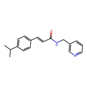 (E)-3-(4-propan-2-ylphenyl)-N-(pyridin-3-ylmethyl)prop-2-enamide structure
